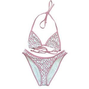 Victoria's Secret PINK x Frankies Bikinis Cherry Print Bikini Set Red White M